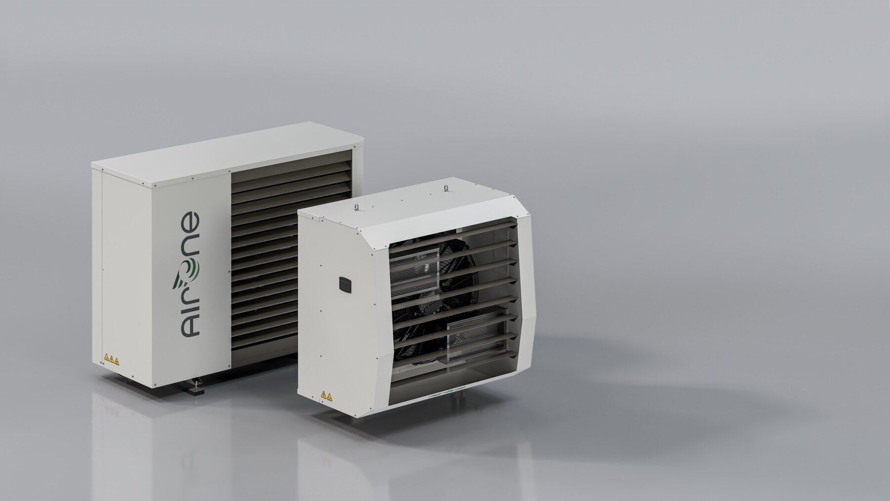 Il sistema AirONE: unità esterna e unità interna Air Heater insieme