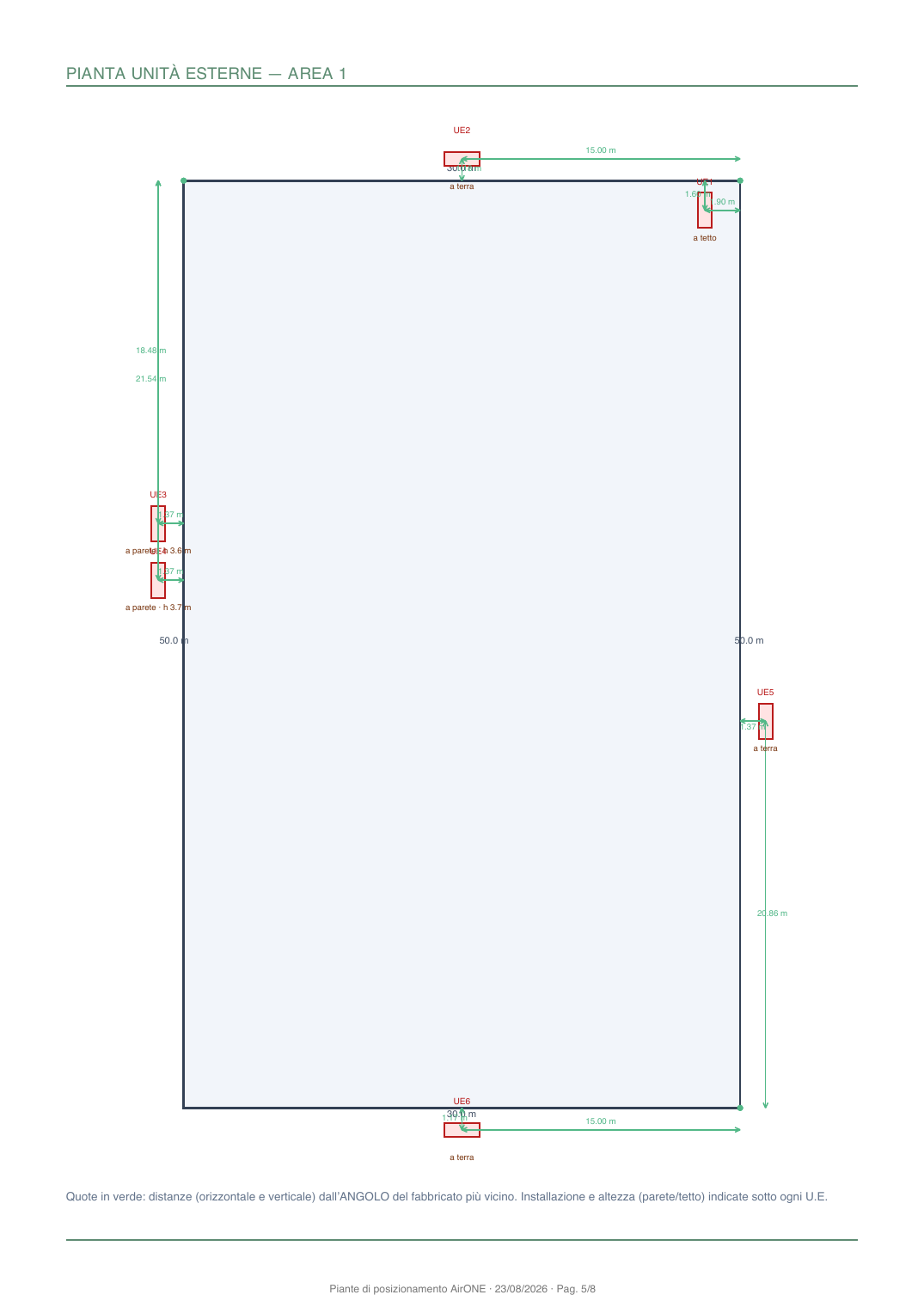 Output autentico MyAir con la pianta delle unità esterne del progetto dimostrativo DM26-00003